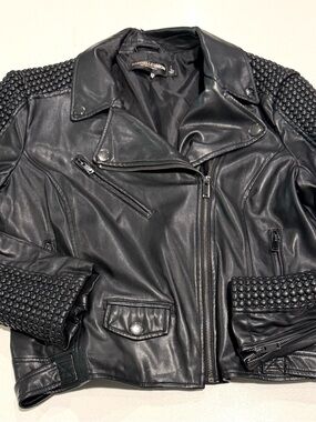 New York & Company Black Stud-Detail Biker Jacket